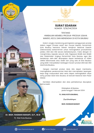 Pj Wali Kota Baubau Terbitkan Edaran Himbauan Membeli Produk UMKM Baubau