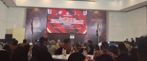 Suasana rapat koordinasi pesiapan rekapitulasi hasil perhitungan perolehan suara pemilihan Gubernur dan Wakil Gubernur Sultra di salah satu hotel di Kendari