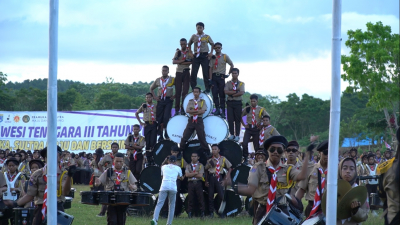 Kemeriahan Pembukaan Raimuna Daerah III yang dilaksanakan di Bumi Perkemahan Samparona Baubau Senin (17/10)
