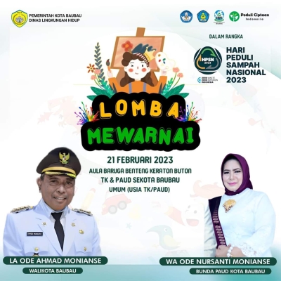Jelang Hari Peduli Sampah Nasional 2023, Anak Baubau Diedukasi Lewat Lomba Mewarnai